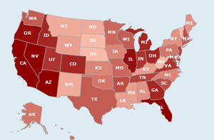 foreclosures rates by state